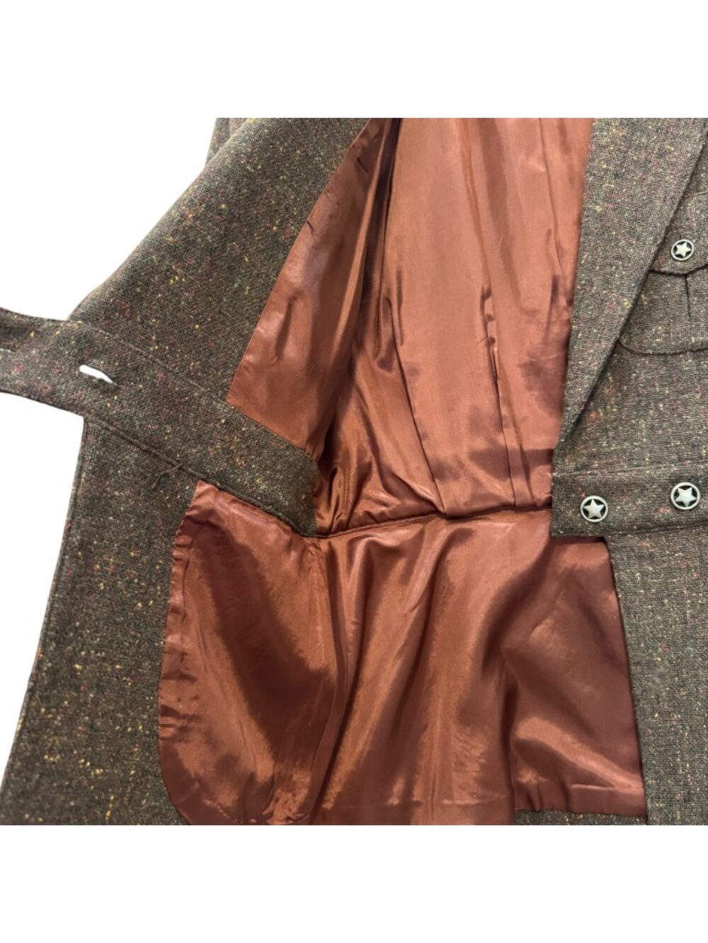 Vintage 90s Desert West Brown Wool Women's M Tweed Blazer Southwestern Boutique - Picture 7 of 16